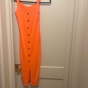 SHEIN Orange Button-Down Maxi Dress